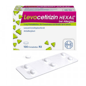 Produktbild von LEVOCETIRIZIN HEXAL bei Allergien 5 mg Filmtabl.